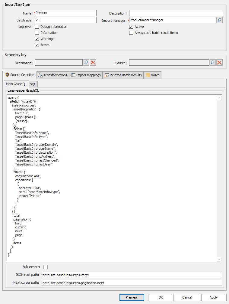 Import Task Item Example.
